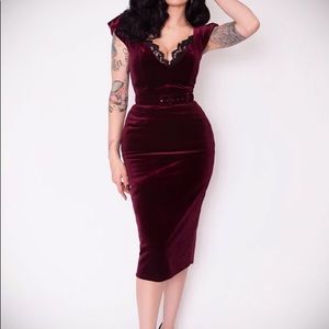 Baudelaire Wiggle Dress in a Oxblood